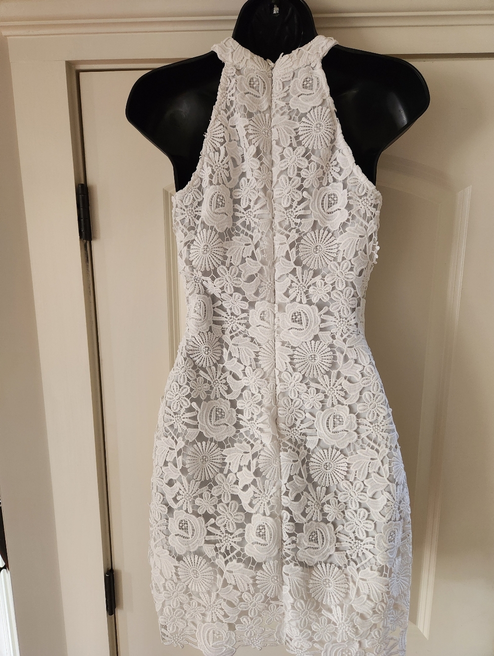 Lulus Love Poem Lace White Floral Lace Halter Mini Women’s Dress S - Picture 7 of 13